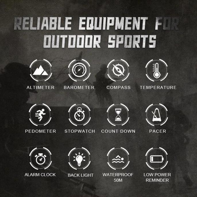 NORTH EDGE APACHE-46 JAM TANGAN OUTDOOR PEDOMETER BAROMETER ALTIMETER TEMPERATURE COMPASS