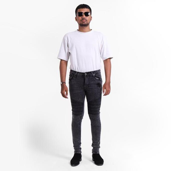 Weird Jeans - Biker Cosmic Black - Celana Biker jeans Pria SlimFit Strech Denim Fit Nyaman