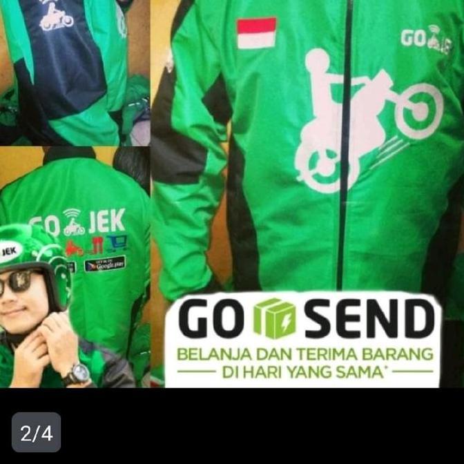 jaket gojek senior model lama gambar motor bordir komputer blok blik Pria Wanita Keren Parasut
