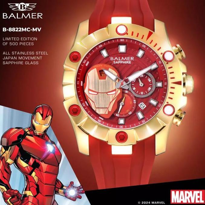 BALMER 8822 / B-8822MC / B8822 / B-8822 BALMER X IRONMAN LIMITED EDITION PCS MEN QUARTZ MOVEMENT RED