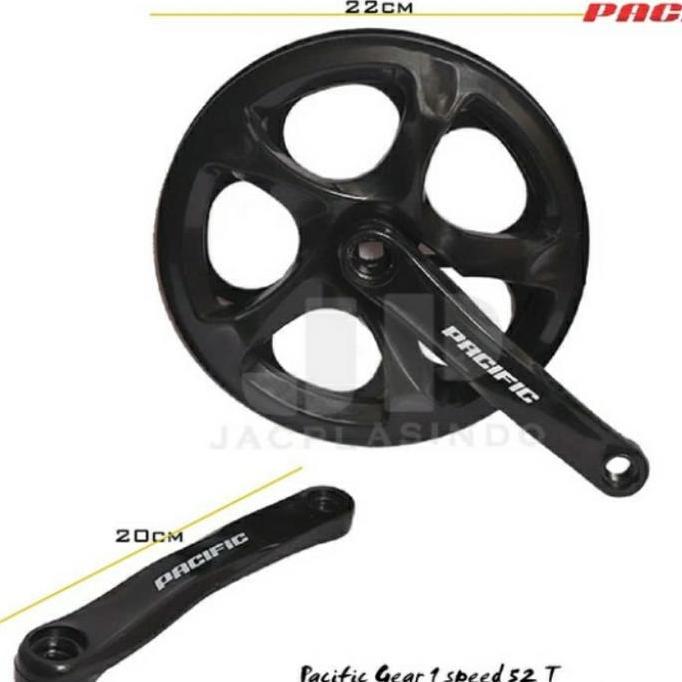 Gir Crankset Crank Set Pacific 52T Single Speed Cover Hitam Sepeda Lipat Folding
