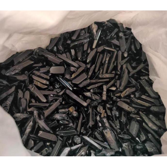 Natural Clear Quartz Point Plating black TITANIUM paket 100 gram