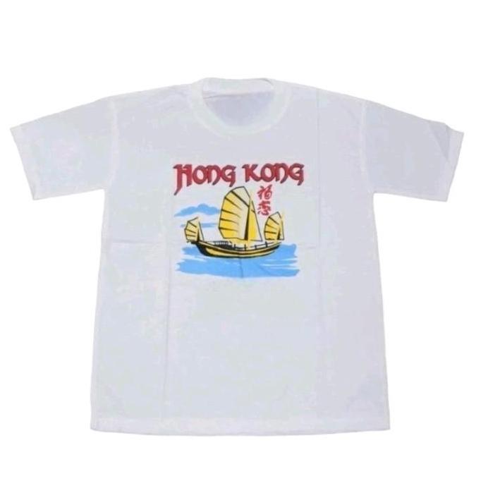 kaos oleh oleh baju souvenir motip kapal negara hongkong kode 95595 Oblong Motif Pria Distro Sablon 