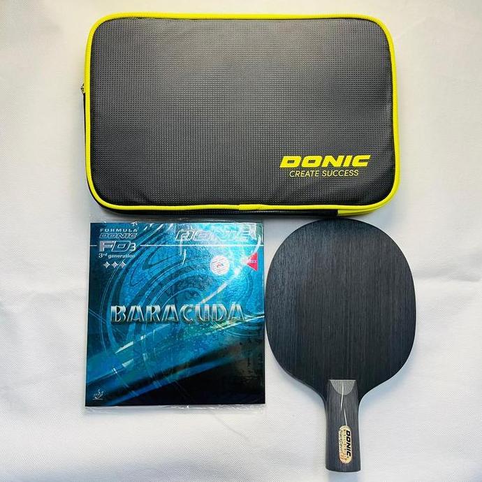 Bat Pingpong Donic Black Devil Penholder + Karet Donic Baracuda Set