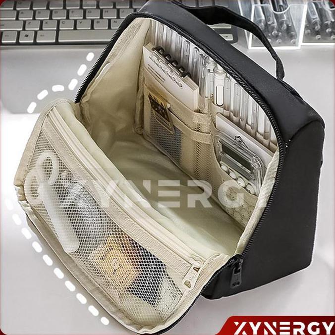 Tempat Pensil Kanvas Kapasitas Besar ZHIBIGE Model Tas Penyimpanan Alat Tulis Multifungsi