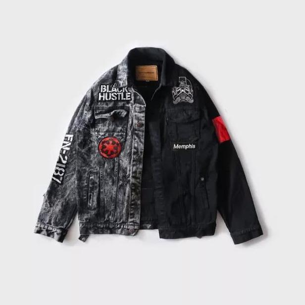 Memphis Orins - Jacket Denim Ripped Black Hustle (Limited edition)