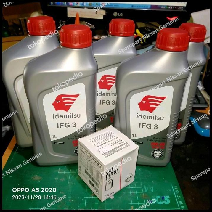 TERBARU 0W-20 IDEMITSU PAKET OLI 5 LITER + FILTER OLI NISSAN 