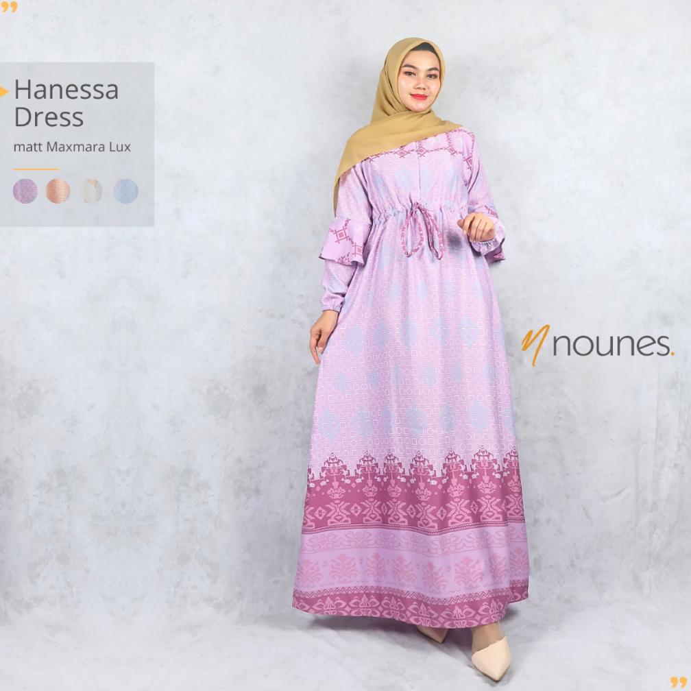 Nounes Hanessa Dress Gamis Motif Wanita Matt Maxmara Lux