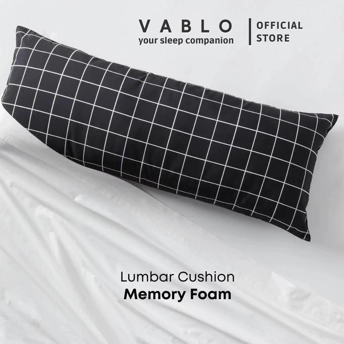 Vablo bantal lumbar cushion memory foam micro - motif hitam - premium cushion pillow