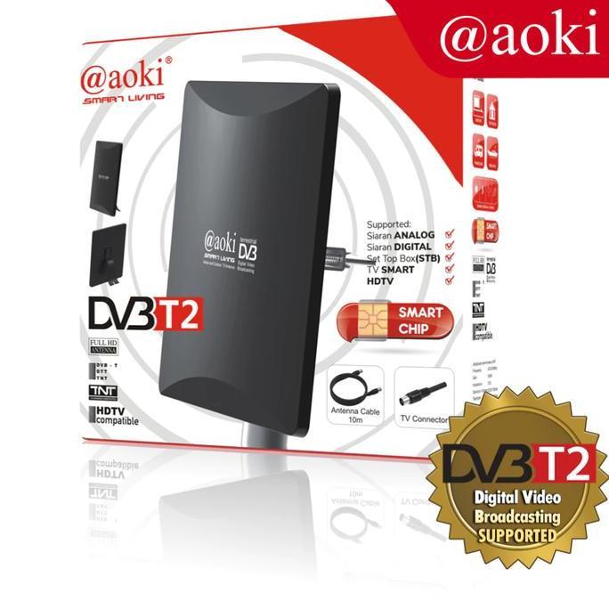 AOKI Antena 2 tv digital luar dalam indoor outdoor AT3000 Kabel