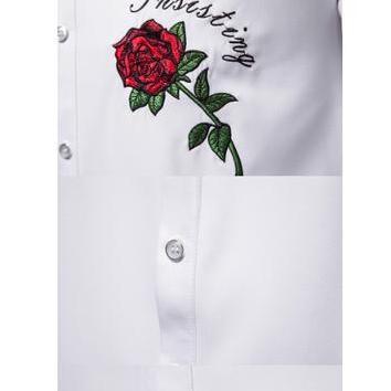 Kemeja Lengan Panjang Motif Print Bunga Mawar untuk Pria