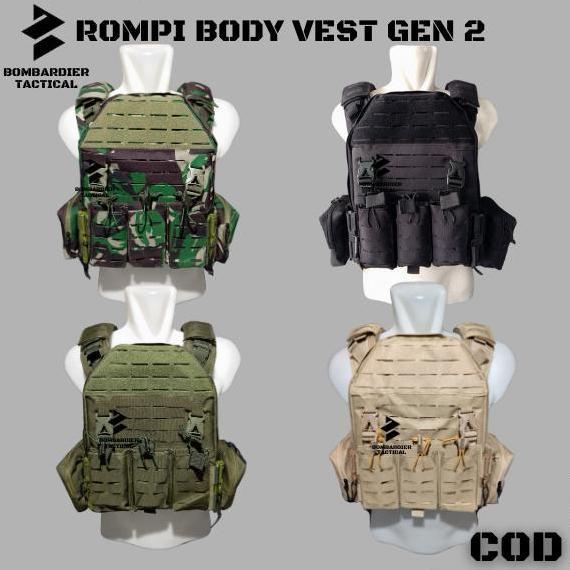 Rompi Body Vest Laser Gen 2 TNI POLISI Double Quick Release - Rompi Anti Peluru - Hitam