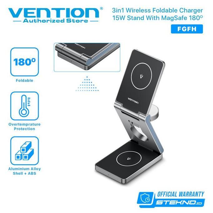 Vention 3 in 1 Wireless Charger with Magsafe Magnetic Stand Phone Holder Fast Charging