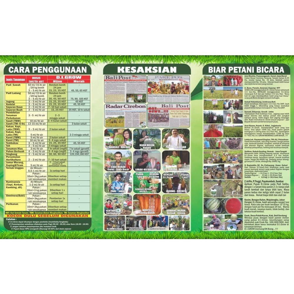 Bisa Cod Pupuk Organik Digrow Hijau - Merah 4 Liter / Pupuk Cair Organik Digrow ....