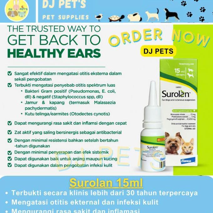 Surolan Ear Drops 15 ml Obat Tetes Telinga untuk Anjing dan Kucing