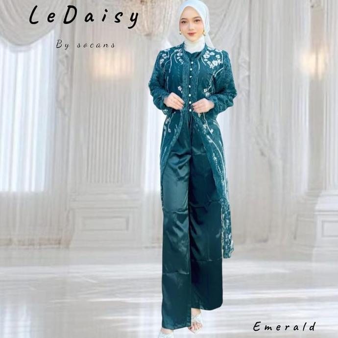 LeDaisy SET 3in1 | Setelan Outer Celana | Oneset tile bordir busui utk pesta kondangan lamaran serag