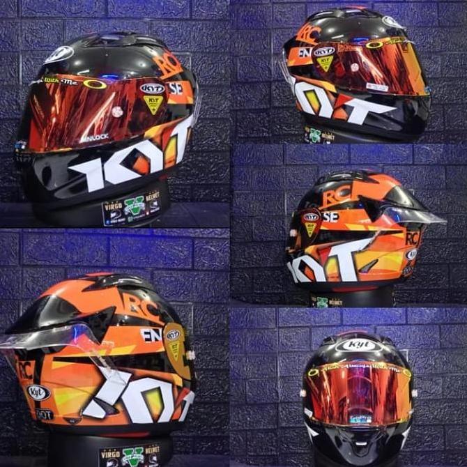 FYP HELM KYT RC7#19 BLACK ORANGE PAKET GANTENG HELM SNI DOT *