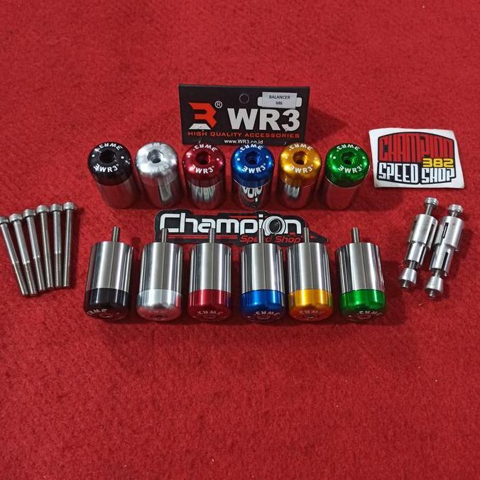 * BAR END JALU BALANCER STANG WR3 M6 BAUT 10 + ADAPTER JALU STANG WR3 ''