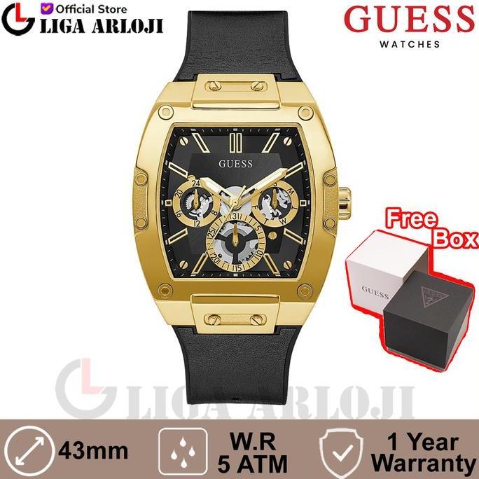 Guess Gw0202G1 Original Phoenix Jam Tangan Pria Analog Gold Black