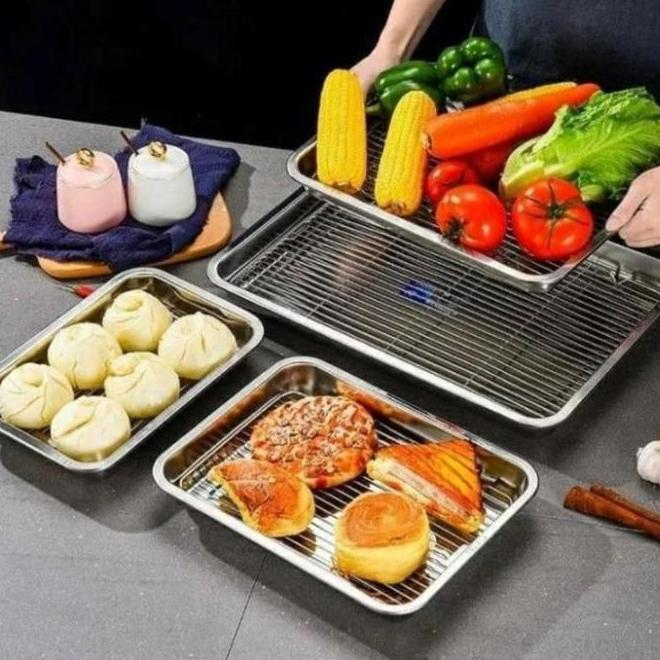 Set Cooling Rak Peniris Makanan Alat Peniris Gorengan Stainless