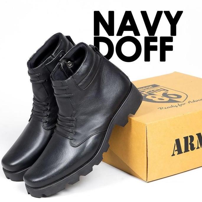 Sepatu PDH Satpam Polri tni security pria kulit Sapi asli model Navy Series Army86