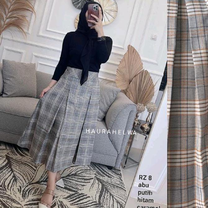ROK MIDI 7/8 FLANEL TARTAN REMPEL 2 HAURAHELWA/KOREAN SKIRT/ROK A LINE
