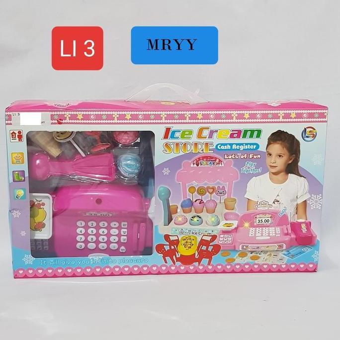MAINAN CASH REGISTER ICE CREAM STORE LI3 MAINAN EDUKASI Toys KASIR KASIRAN DAN ES KRIM SET