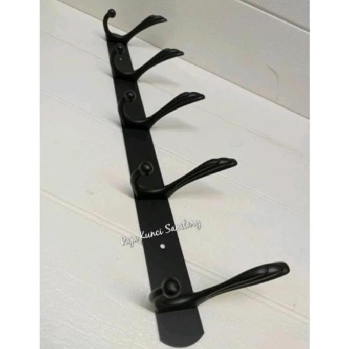 kapstok baju stainless hitam double / gantungan baju dinding hitam