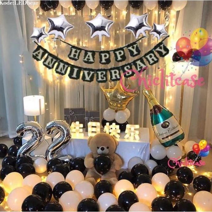 Paket balon anniversary / paket dekorasi happy anniversary