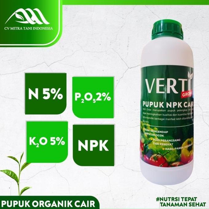 Pupuk Npk Cair Verti-Grow Pupuk Pelebat Padi Plus Perekat 1 Liter Pohon Tanaman