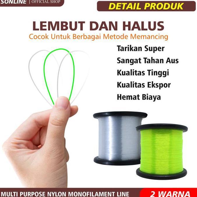 SONLINE Tali Pancing All Stage 1000m Warna Putih &Hiijau Nilon Alat Ikan