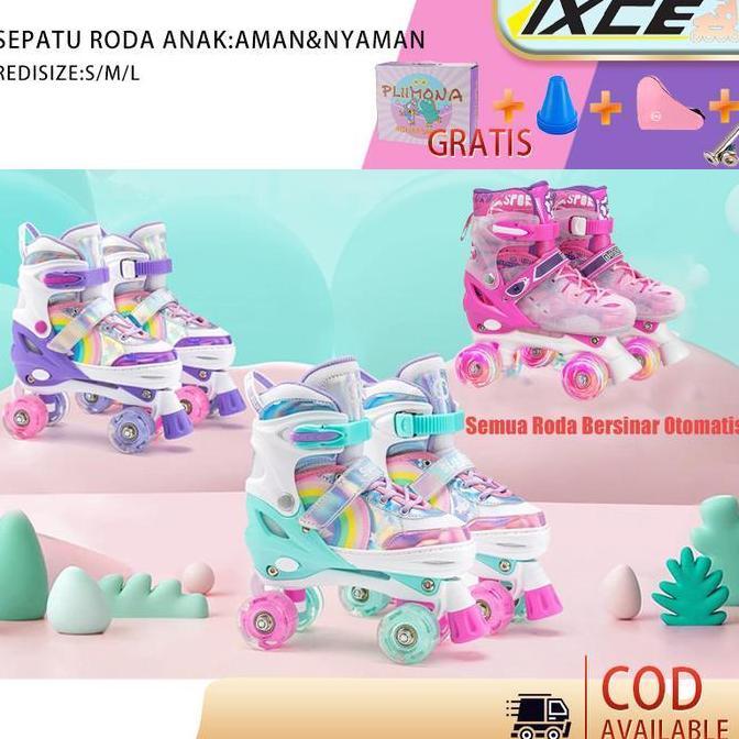 Terlaris Ixce Sepatu Roda Dua Baris Anak Perempuan Cocok Untuk Pemula/Ukuran Dapat Disesuaikan Outdo