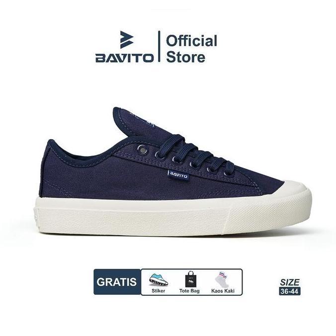 Bavito 36-44 Prastana Low Navy - Sepatu Sneakers Casual