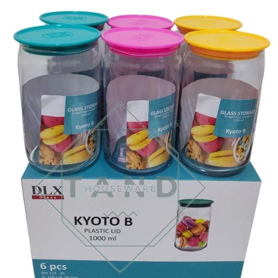 TOPLES KUE LEBARAN KACA KEDAP UDARA KYOTO B SET UKURAN 1000 ML  (6PCS) Limited