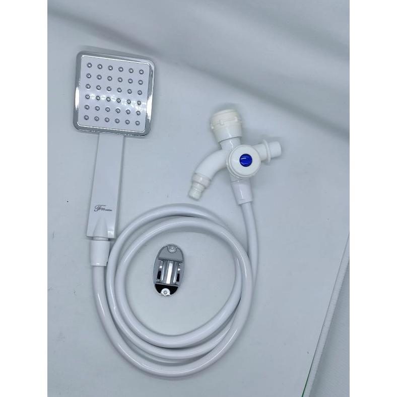 paket shower mandi set kran cabang putih/paket murah mewah shower mandi set kran