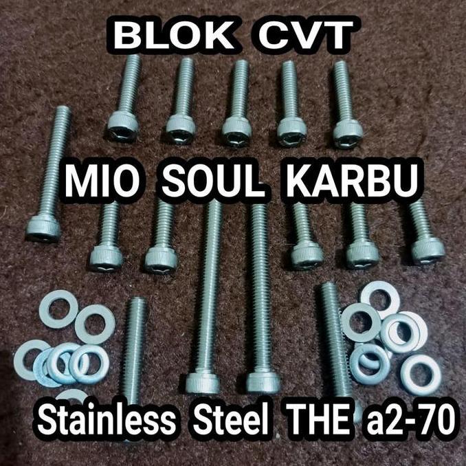 Baut Blok Cvt Mio Soul Baut L Set Mesin Mio Soul Karbu Stainless Promo