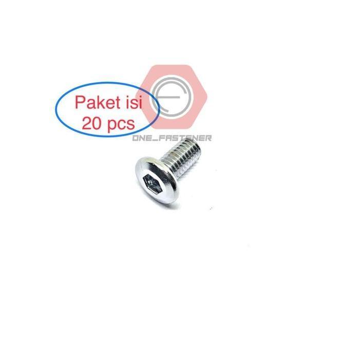 20 Pcs Baut Disc Cakram Piringan 8X17 Fulldrat Chrome Kepala Tipis L6 M8 8Mm Diskon
