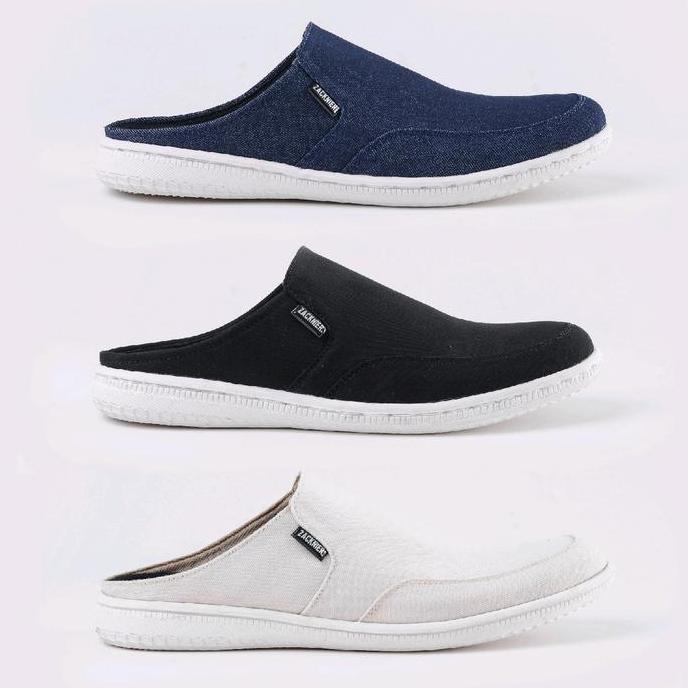 Sepatu Sandal Bustong Casual Shoes Pria Sendal Selop - Bahan Jeans Berkualitas, Sol TPR Anti-Slip, E