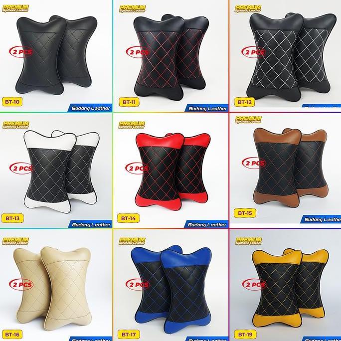 Bantal Mobil Kulit Sintetis (Bintik Hitam)
