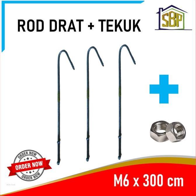 Suspension Rod Drat + Tekuk M6 X 300 Cm Kawat Gantungan Plafon Asli