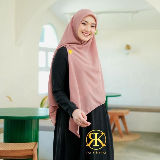 Raminka Hijab Syari Fatimah Zipper Khimar Kerudung Jilbab instan Jumbo Resleting Segi Empat Ziper Mu