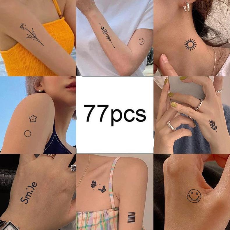 77 Stiker Tato Kecil Segar Gaya Ins Jari Lucu & Waterproof untuk Anak dan Dewasa 15 Hari Tahan Lama