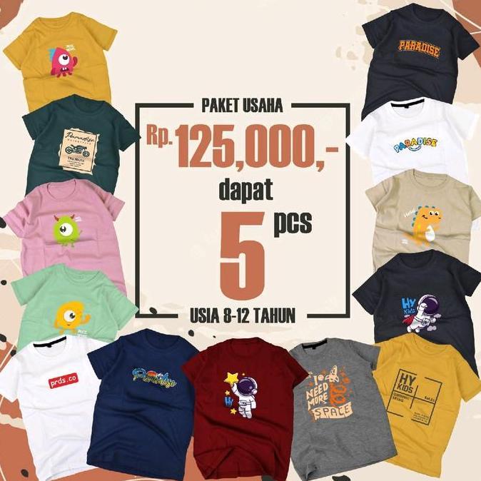 PAKET USAHA KAOS DISTRO ANAK UMUR 8-12 TAHUN Baju Fashion