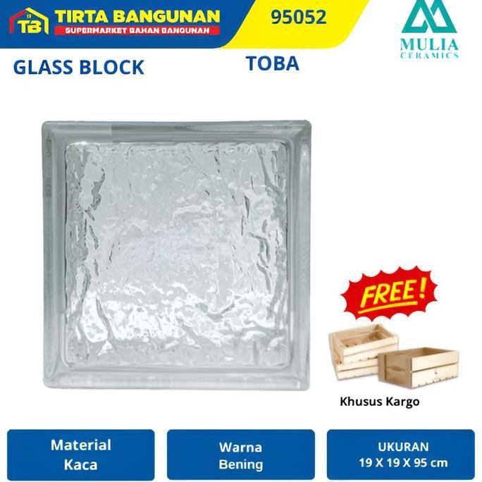 MULIA 95052 TOBA 19 X 19 X 9.5 CM GLASS BLOCK BALOK KACA GLASS BOX KAYU PINTU