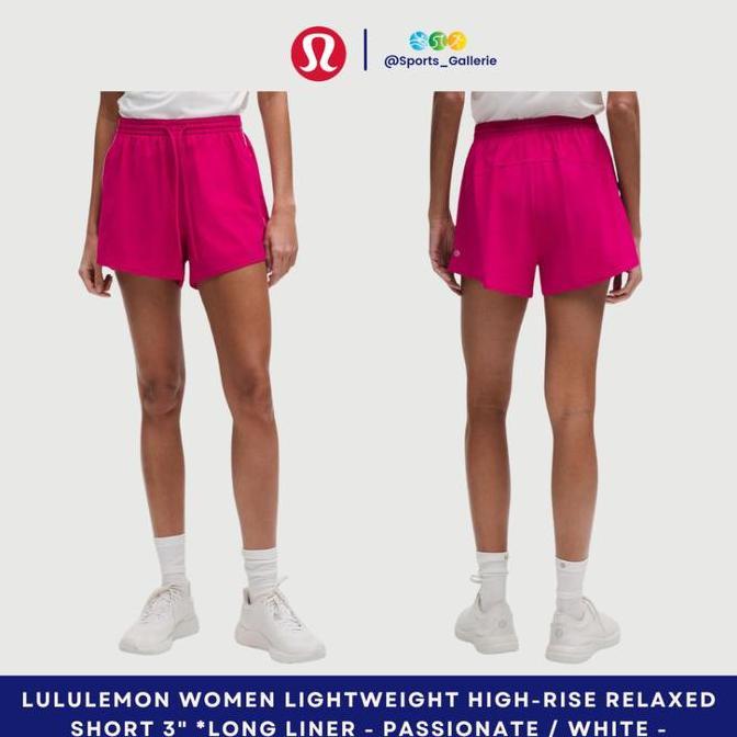 LULULEMON Women Lightweight High-Rise Relaxed Short 3" Long Liner Passionate/White