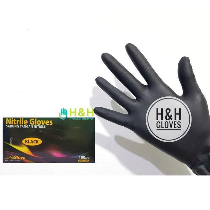 Safe Glove Nitrile Black / Safe glove Nitrile BLACK / Sarung Tangan Nitrile Examination Gloves Safe 