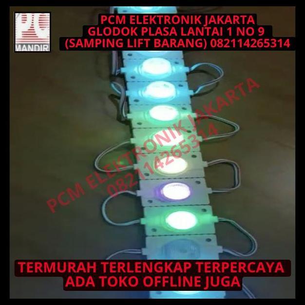 TERMURAH LAMPU LED MODULE RGB STRIP 1 MATA JUMBO 12V WARNA WARNI KEDAP KEDIP 