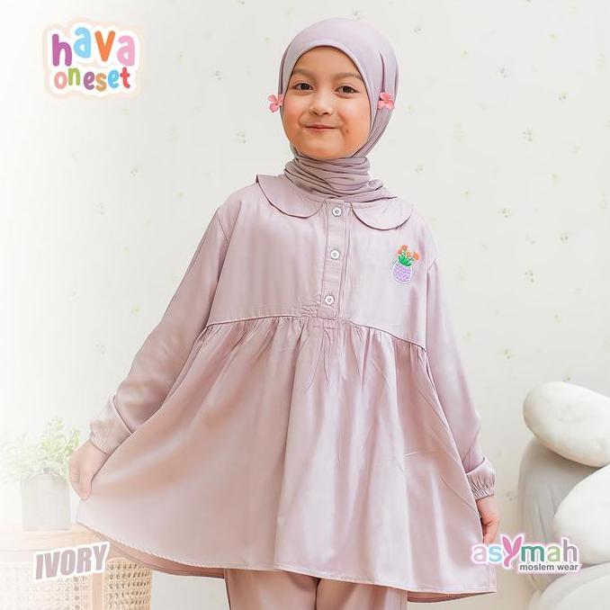 Baju Daily Anak Bahan rayon Adem Hava One Set Warna Ivory