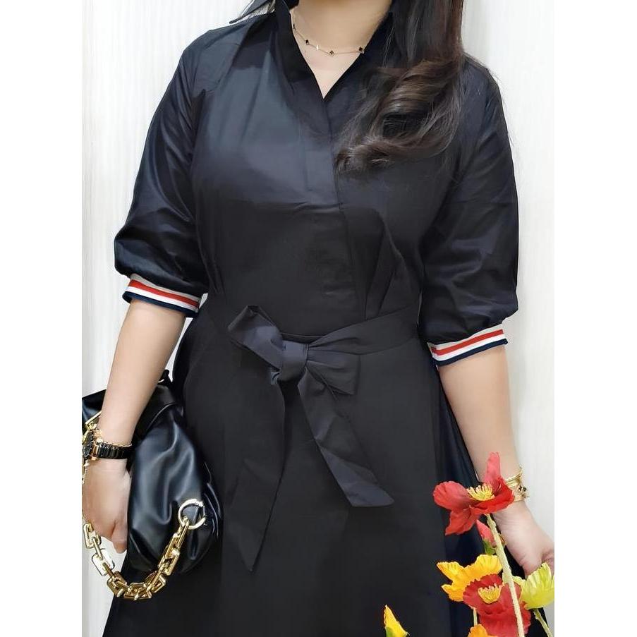 Xyxy- Dress Katun Vneck - Dress Korea - Gaun Casual - Gaun Putih