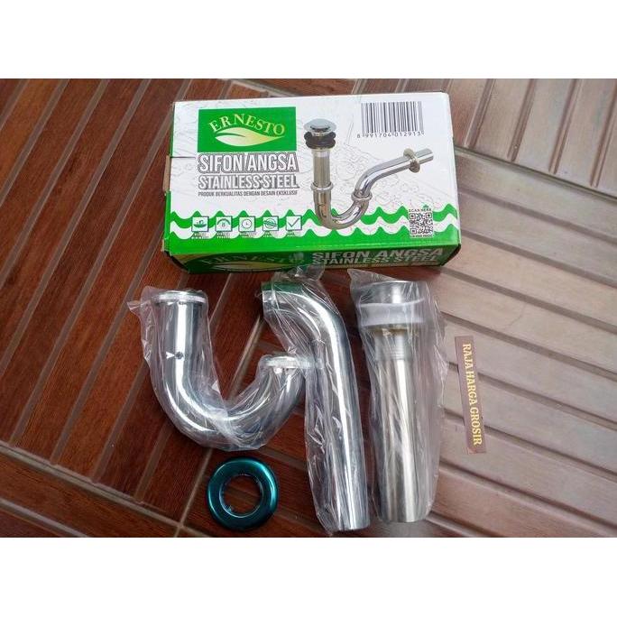 Ledeng- Sifon Afur Wastafel Stainless Angsa Ernesto 5023 Push Up Pembuangan 1